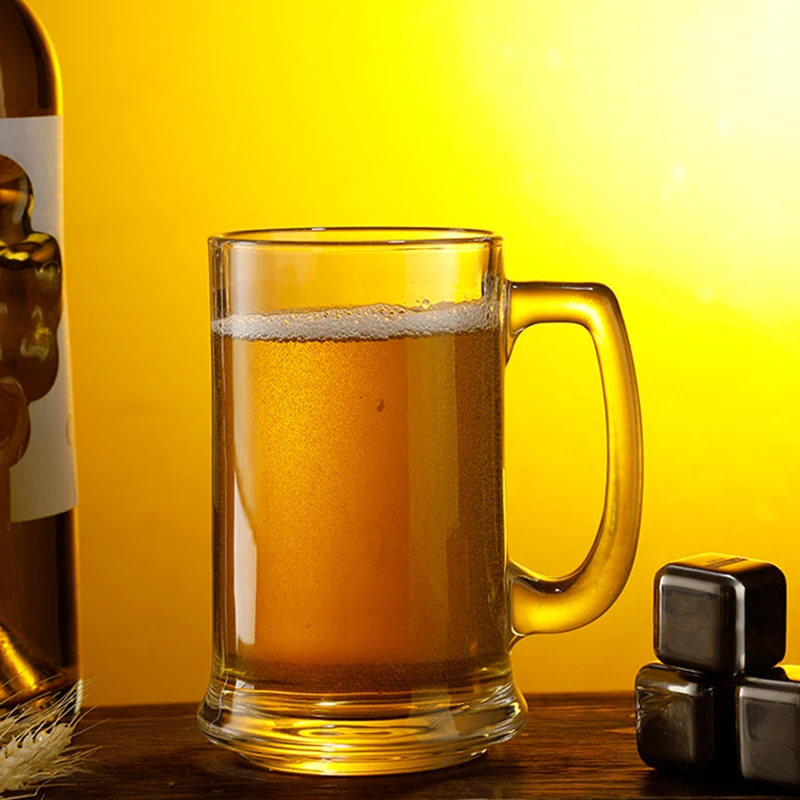 380ml Simple Style Thick Bottomed Household Beer Glass Transparent Drinkware Wheat Beer Glass Heat Resistant Tea Cup Water Mug