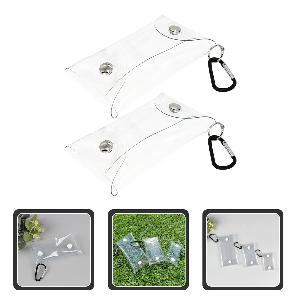 

2 Pcs Storage Bags Outdoor Key Travel Transparent Card Holder Change Pouch Pvc Compact Clear Reusable