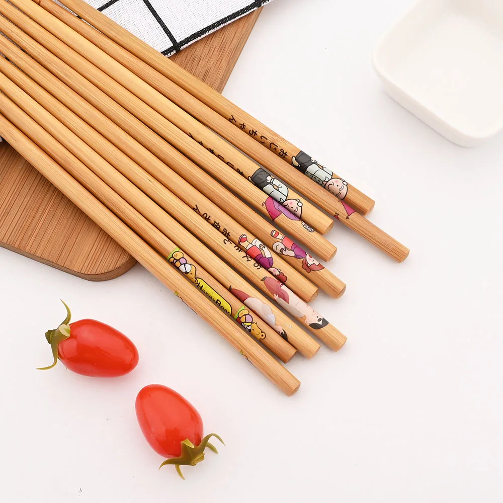 Multicolor Non-Slip Bamboo Chopsticks Set - 5 Pairs of Japanese Natural Wood Sushi Tableware