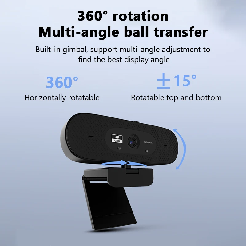 4K Webcam 1080P Mini Camera 2K Full HD Webcam with Microphone 30fps USB Web Cam for Auto Focus PC Laptop Video Shooting Camera