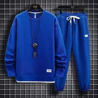 2025 printemps et automne nouveaux hommes gaufre deux pièces sweat-shirt décontracté et pantalon de sport ensemble ensemble de sport pour hommes ensemble de sport de mode 3