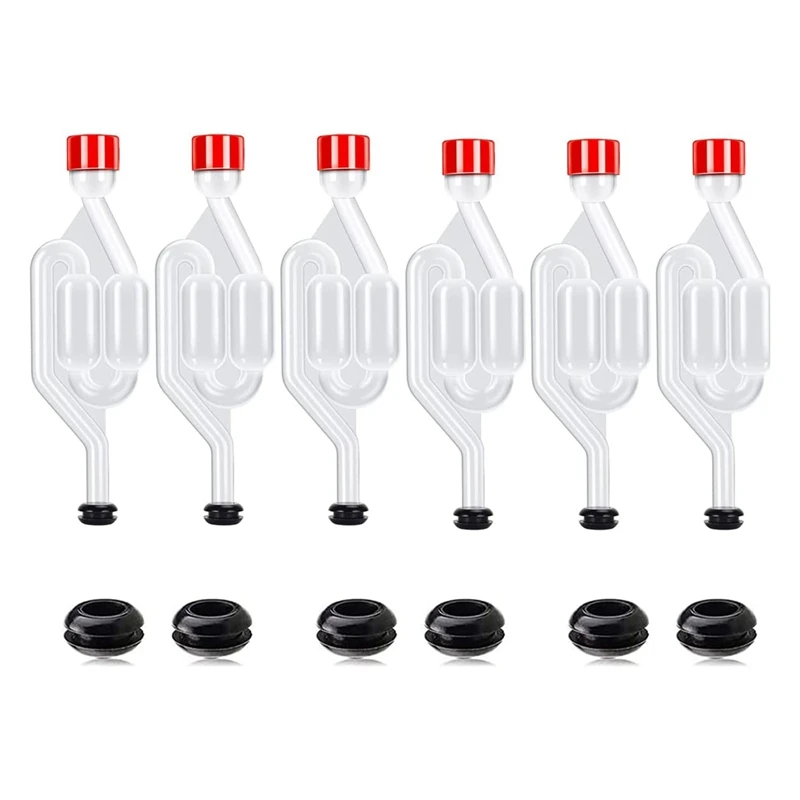 양조용 에어락 키트, 발효, 양조, 맥주, 와인, 사우어크라우트용, 6 개의 에어락 및 12 개의 씰링 링 