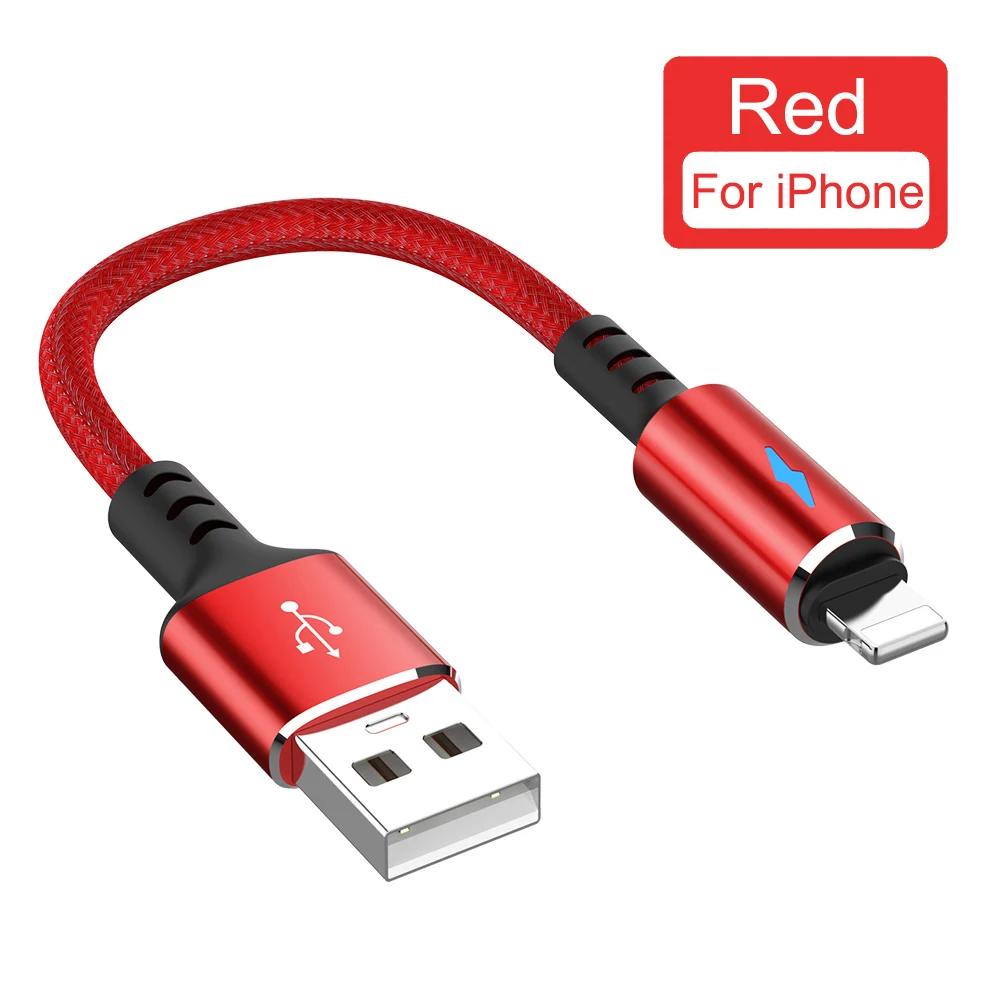 Cable USB de 25cm de ultracorto para iPhone, Cable de datos de iluminación  de 8 pines, 2.4A, carga rápida para iPhone 14, 13, 12, 11 Pro
