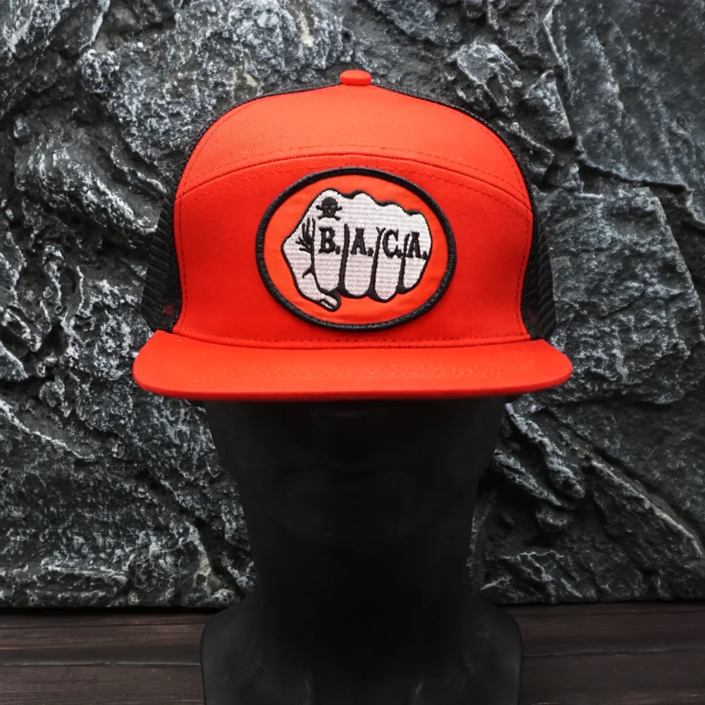 빈티지 스타일의 평평한 챙 모자, 장갑에 자수 로고가 있는 가짜 6페이지 드라이버 모자, 미국 트럭 운전사 모자