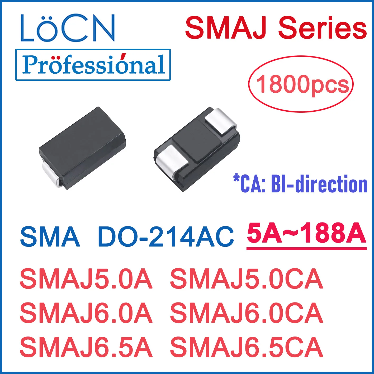 50 Stück SMD TVS Diode Set – SMAJ5.0A Bis SMAJ10 Produktbild-Vorschau 5