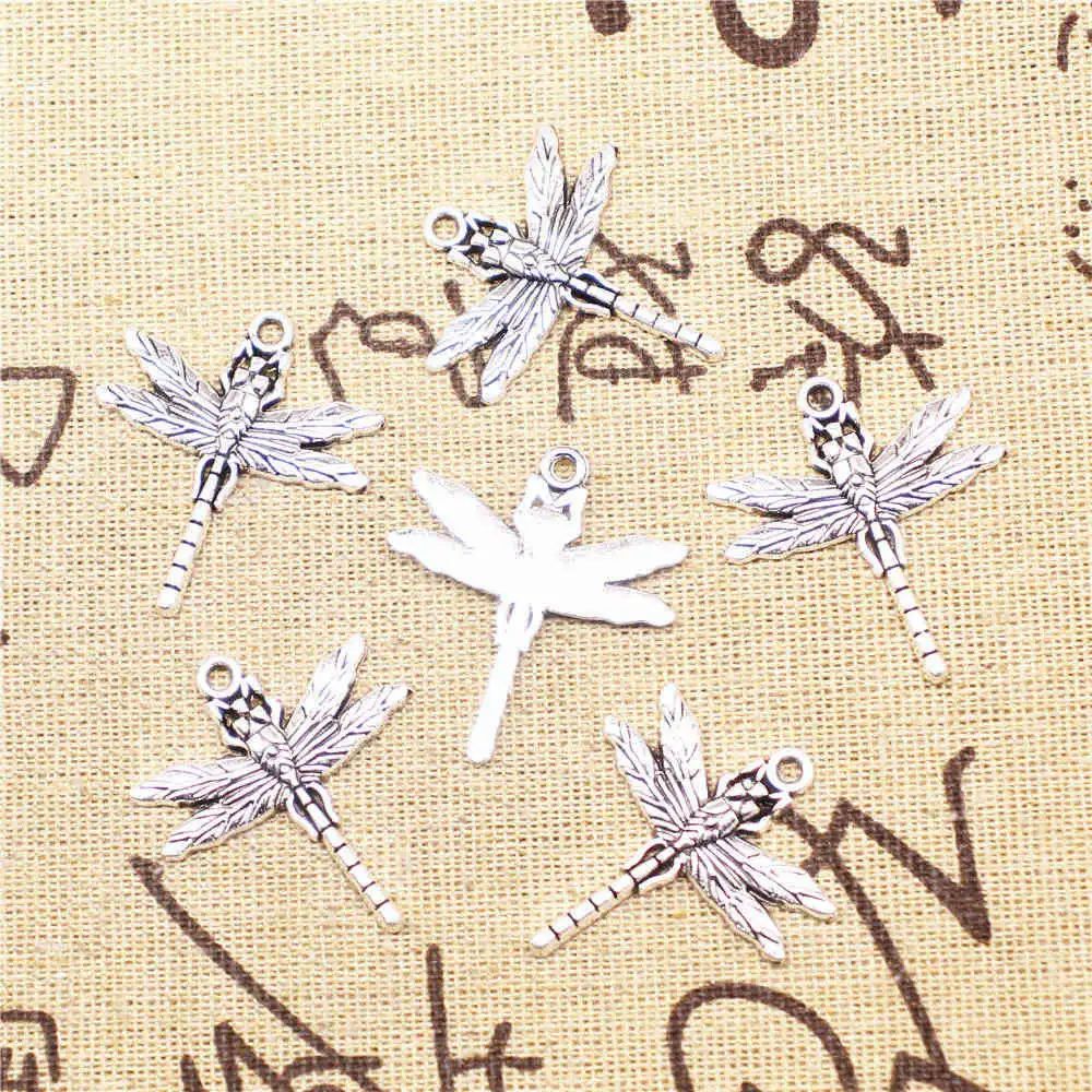 

Diy Jewelry Accessori For Woman Charms Dragonfly Antique Silver Color Pendants 28x32mm 5pcs