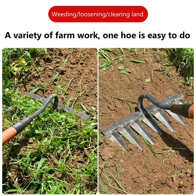 Kiváló Kerti Gereblye Kompakt Fém Edény Éles Farm Szerszám Gyomlálás - Image 5