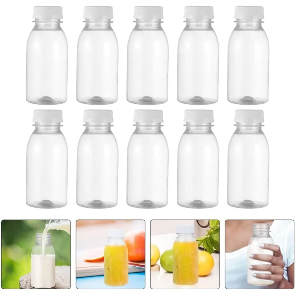 plastic water bottle plastic cup 10/20pcs 200ml Empty Plastic Bottle with Lid Reusable Beverage Bottle Leakproof Milk Juice Coffee Cup for Wedding Party Supplies