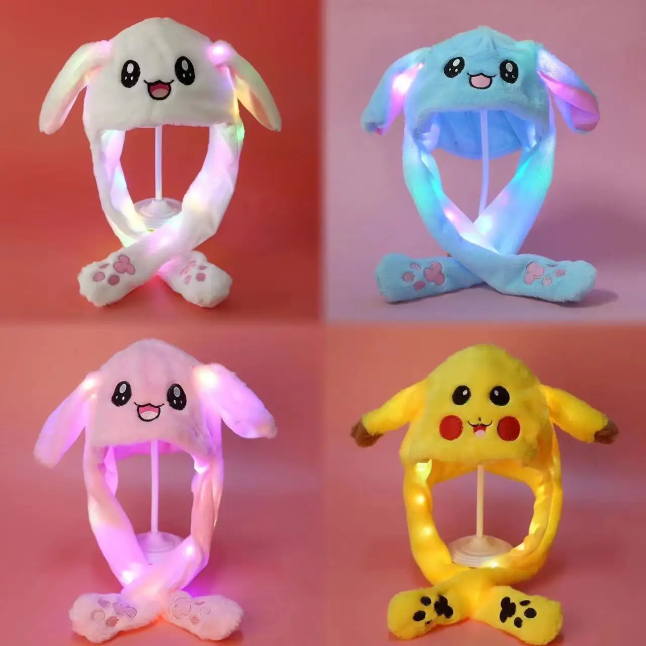 Pokemon Plush Hat Pikachu Cute Ear Shape with Warm Light Cosplay