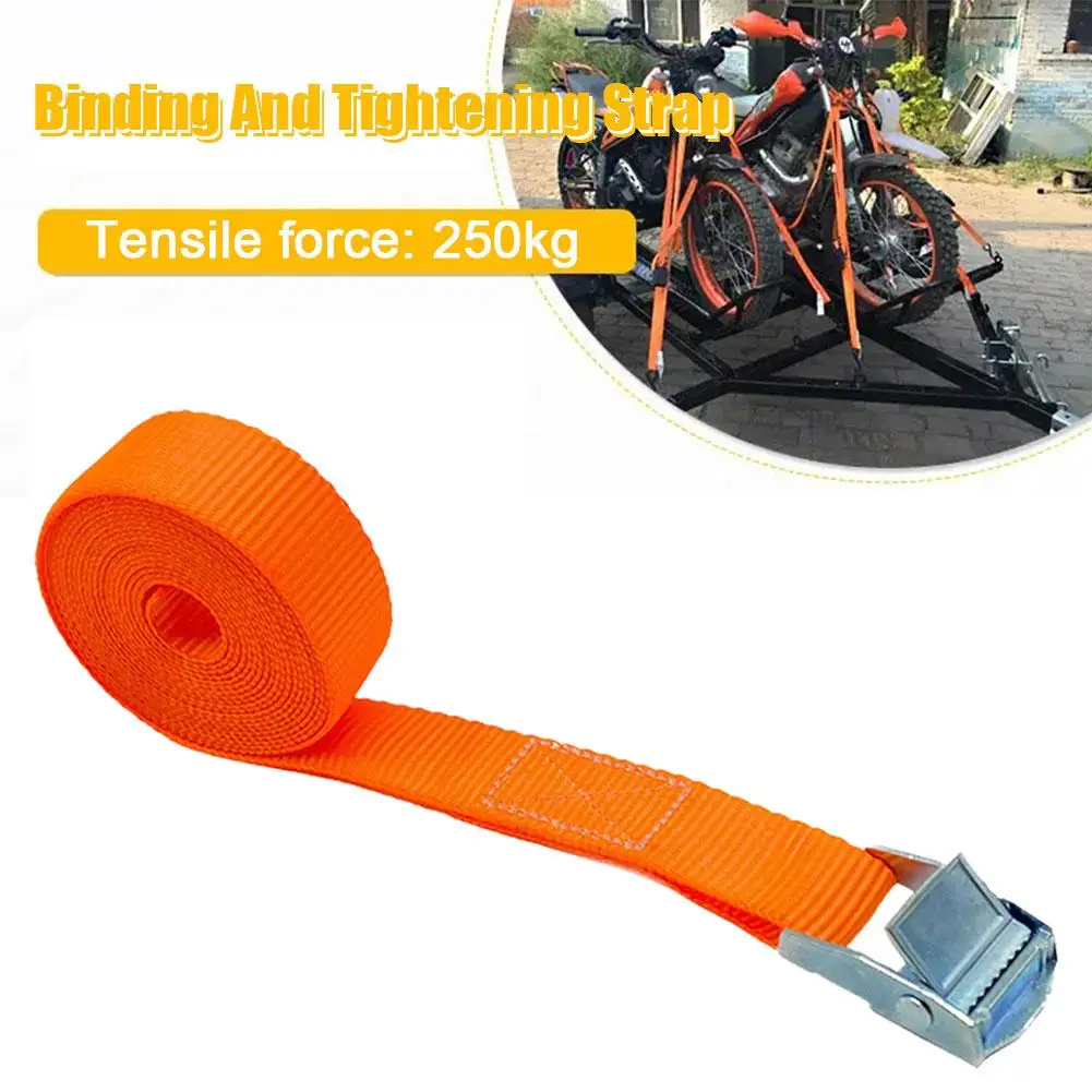2m 5m Strong Buckle Tie Down Belt Cargo Straps With Metal Buckle Rope For Car Motorcycle Bike For Luggage Bag Rope Ratchet U5E8