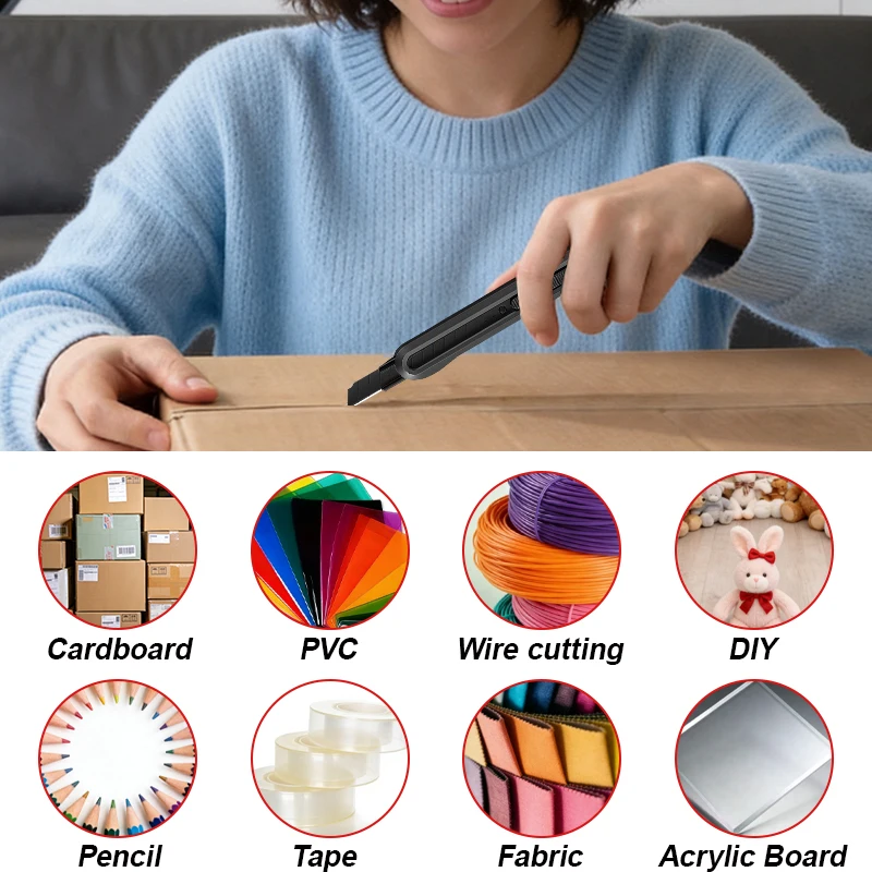 유틸리티 나이프 세트 9mm SK5 금속 블레이드 포켓 나이프 종이 상자 절단 해체용 나이프 가정 및 학교 용품