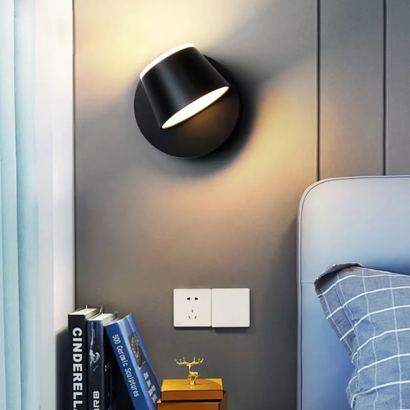 

Nordic Simple LED Wall Lamp Double-sided Lighting Rotatable Creativity Bedside Light for Bedroom Corridor Living Room