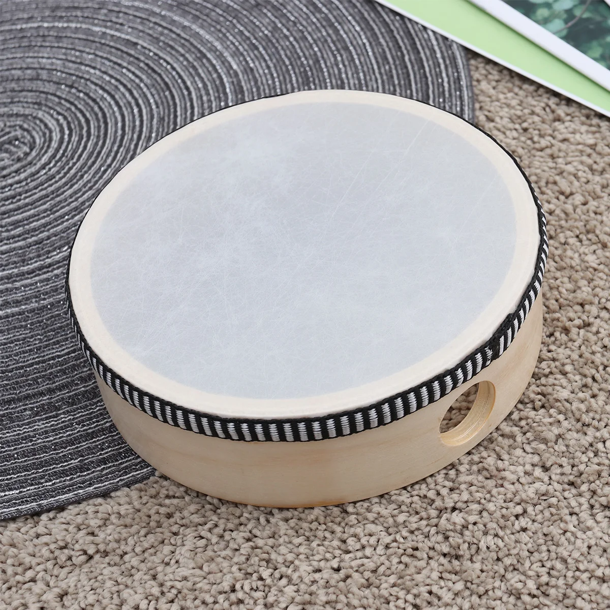 

Drum Musical Handheld Wooden Portable Percussion Tambourine for Party Games Gift