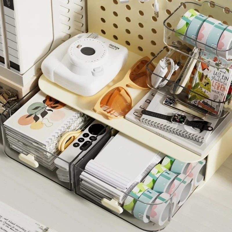 Kpop Photocard Display Shelf Multifunctional Desktop Perforated Board Storage Box Office School Large Capacity Storage Rack