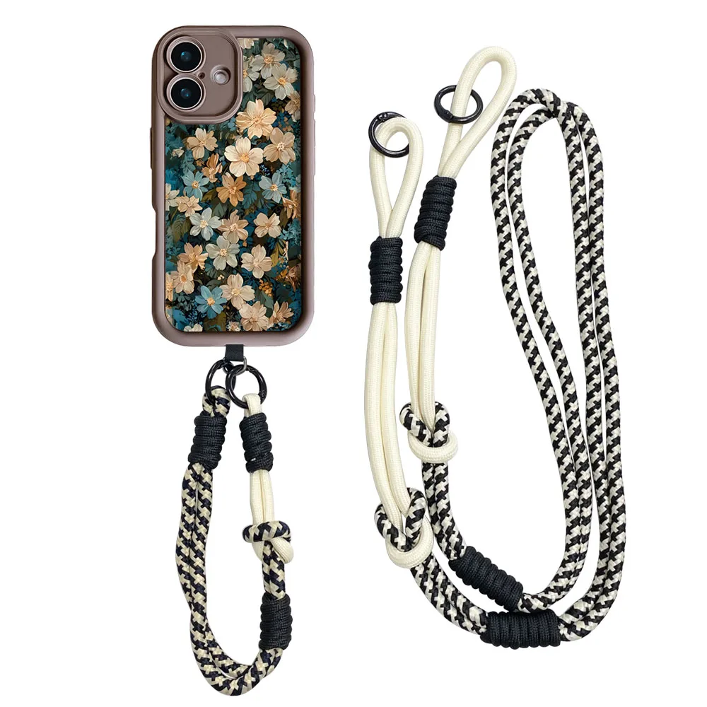 Retro Flower Crossbody Lanyard Phone Case