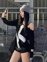 Seeslim imprimé croix graphique t-shirts femme à manches longues Blck Goth automne printemps hauts t-shirts femme vêtements 2000s vêtements Y2k Chic 6