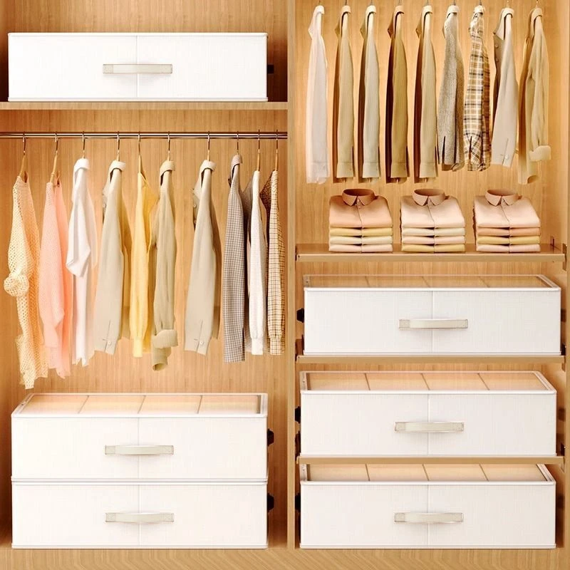 1/2/3PCS Foldable Storage Bags Cotton Linen Underbed Wardrobe Clothing Duvet Organizer Quilt Socks Underwear Visible Storage Box 3