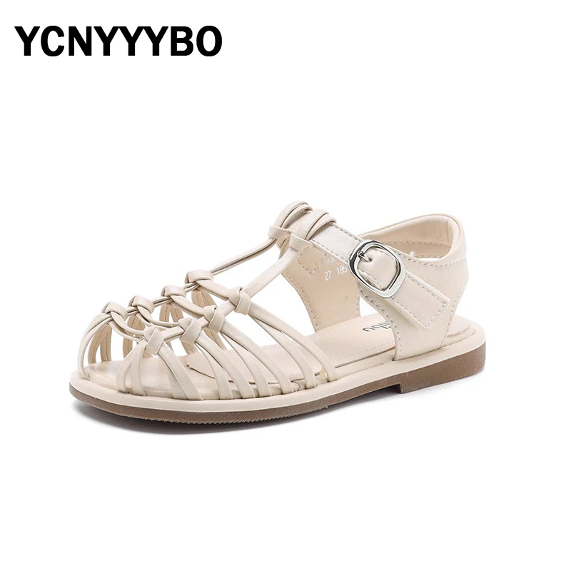 

Summer New 2023 Kids Princess Sandals Baby Girls Weave Beach Sandalias Children Brown Dress Shoes Fashion Slides Boys Soft Flats