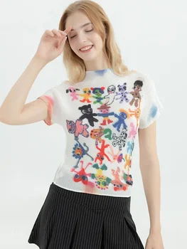 تي شيرت نسائي Harajuku كوري Y2k جرافيك مطبوع بأكمام قصيرة تي شيرت علوي ملابس عصرية عتيقة ملابس الشارع الشهير تي شيرت صيفي برقبة دائرية 5