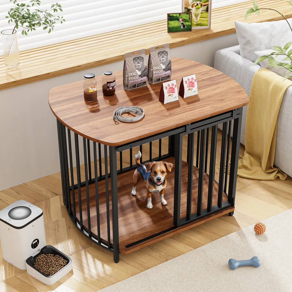 31.5" Furniture Style Dog Crate for Small and Medium Dogs, Wooden Cage Indoor Kennel Furniture, Modern Dog Crate End Table 4