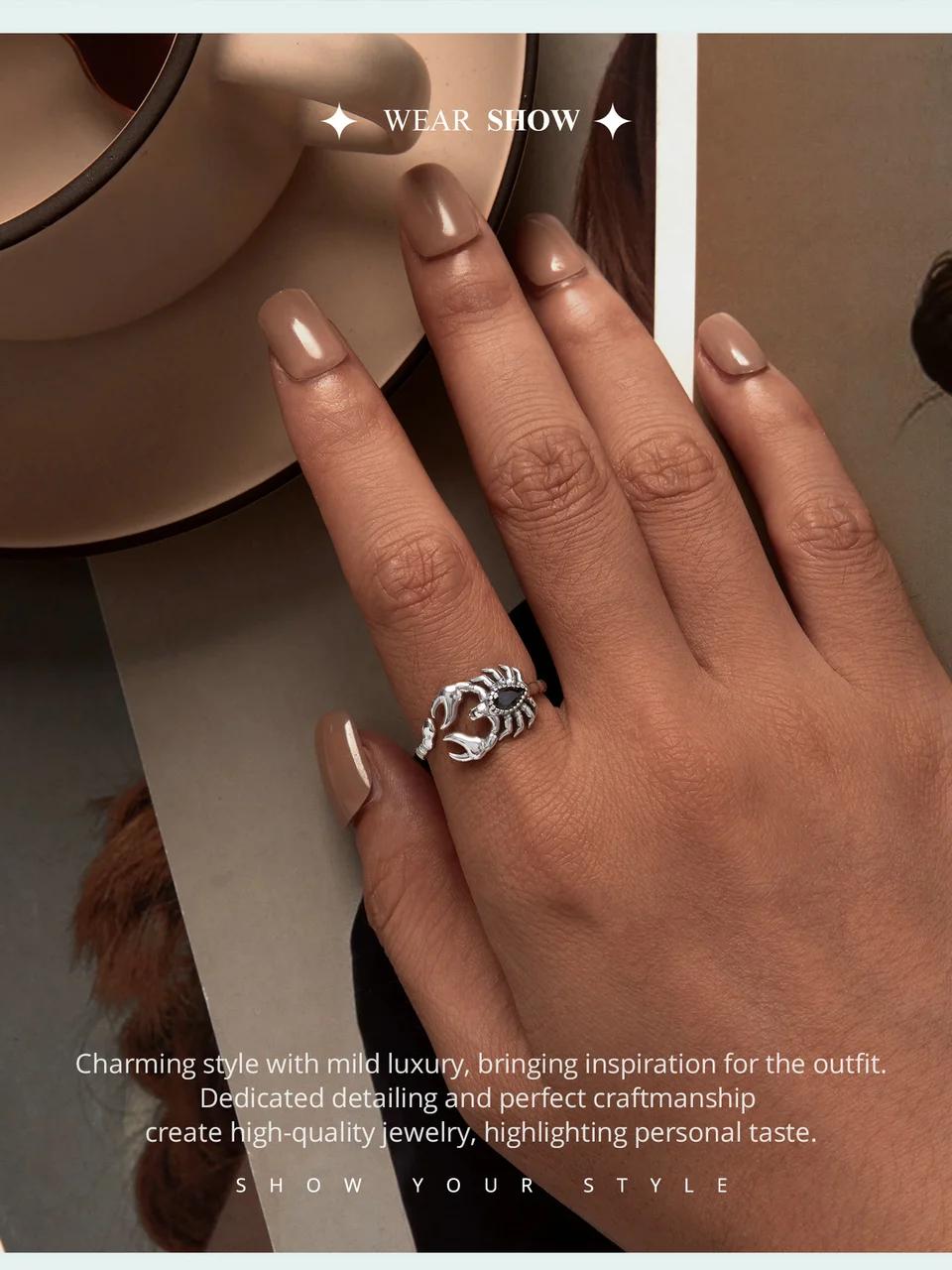 Bague Argent 925 Scorpion Diamant