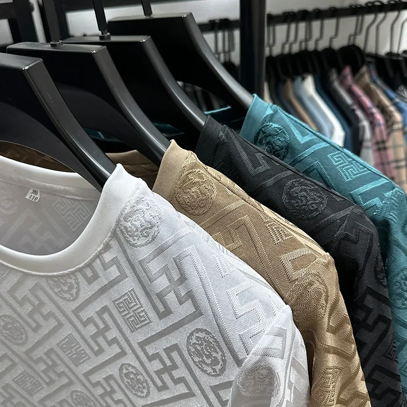 Fashion New Brand Ice Silk Breathable Short Sleeved Men O-neck Tops Designer Cool Comfortable T-shirt Men's Clothing 2024 Summer - Image 6