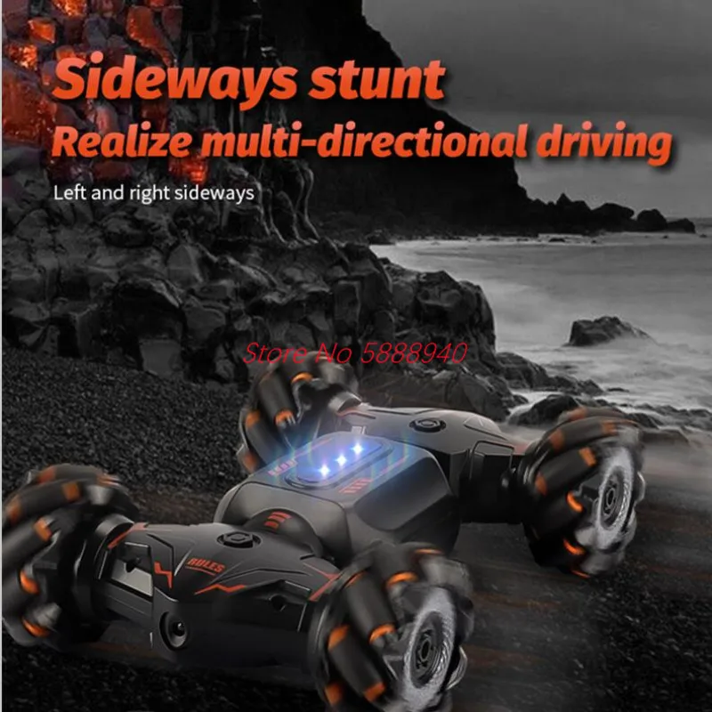 4WD Drive Watch Dual Control Stunt Drift RC Car 2.4G Gesture Sensing One Key Deform Racing Off Road Twist Remote Control Car Toy 4