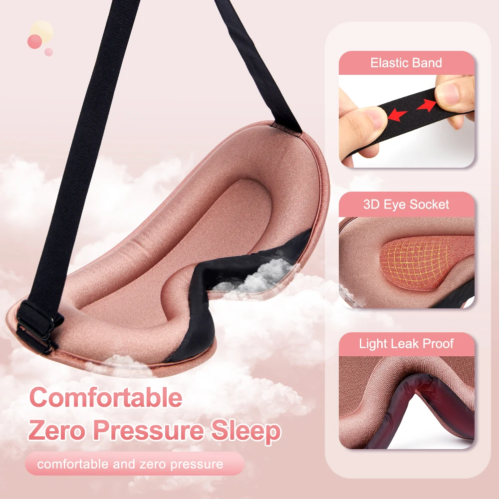 3D Memory Foam Silk Sleeping Mask Eye Patches Breathable Lightproof Comfortable Sleep Mask for Eyes Suitable for Home Travel Nap