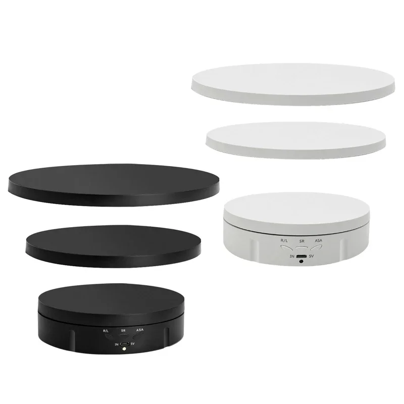 

3 in 1 360 Degree 5V Electric Auto-Rotation Photography Rotating Turntable Display Stand Display Turntable (Black/White)