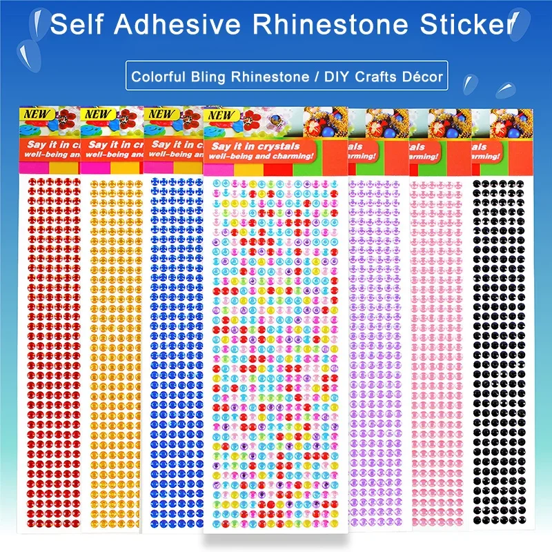 900/504Pcs Bling Acrylic Rhinestone Sticker Sheet Gem Diamond Self Adhesive Scrapbooking Embellishments DIY Crafts Wedding D&eacute;cor
