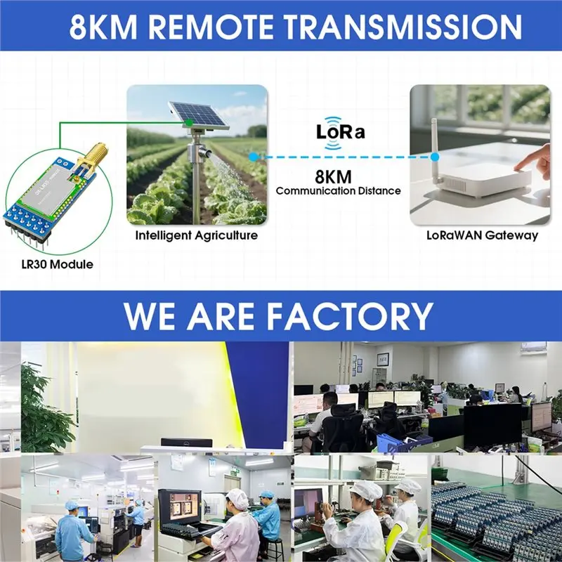 DIGIT-DX-LR30-900M22SP(T1) SX1262 로라 무선 모듈 8KM 장거리 SMD RF 모듈 22Dbm 출력 850Mhz-930Mhz 전원 공급