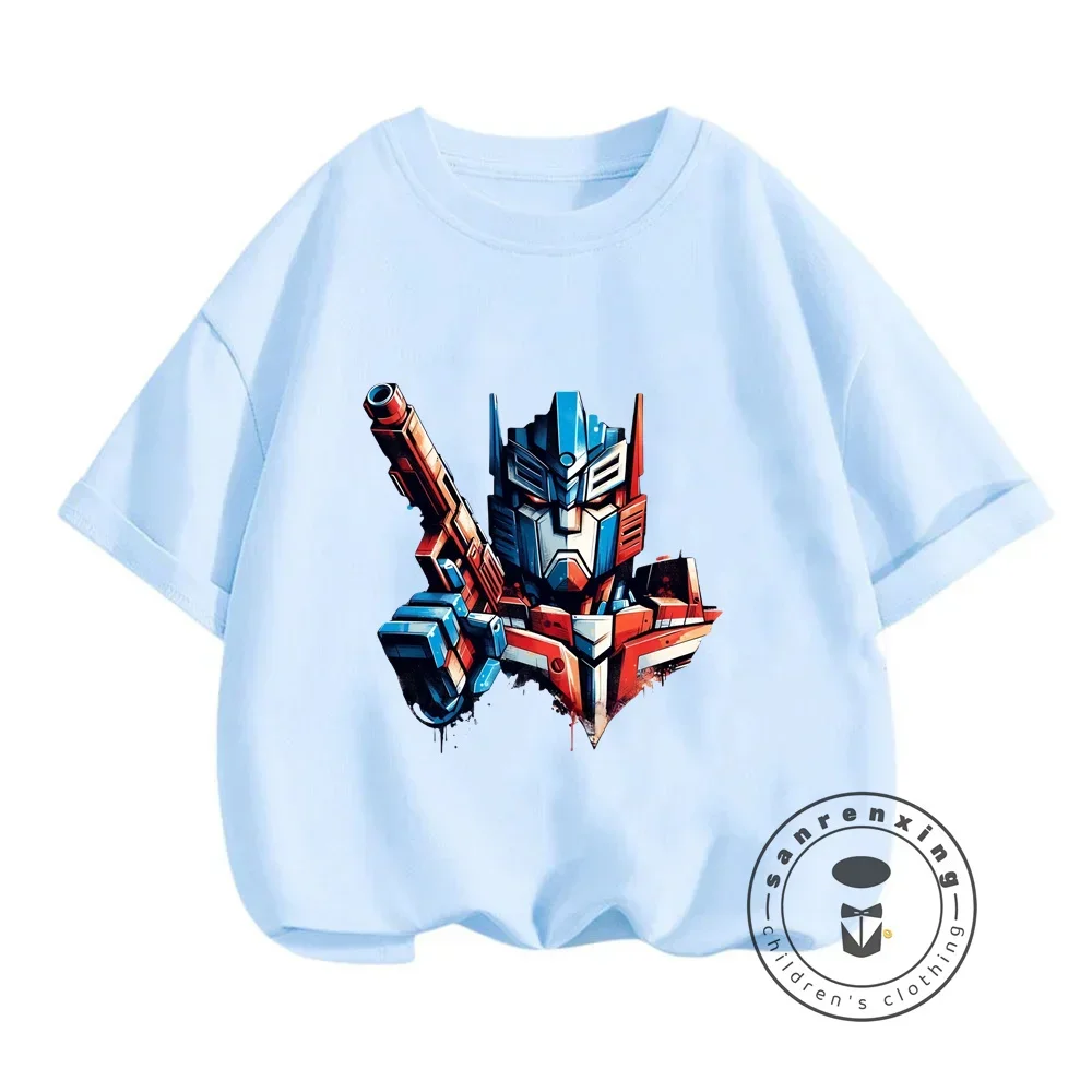 Hot Movie Transformers for Summer Coolness Boys' Elastic Prints on O-neck T-shirts Affordable Street Style for Children 3