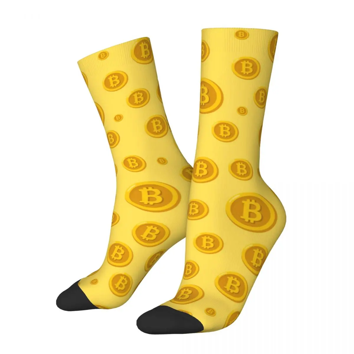 

Yellow Bitcoin Socks for Women Men Unisex Running Happy Socks Novelty Street Style Crazy Sock