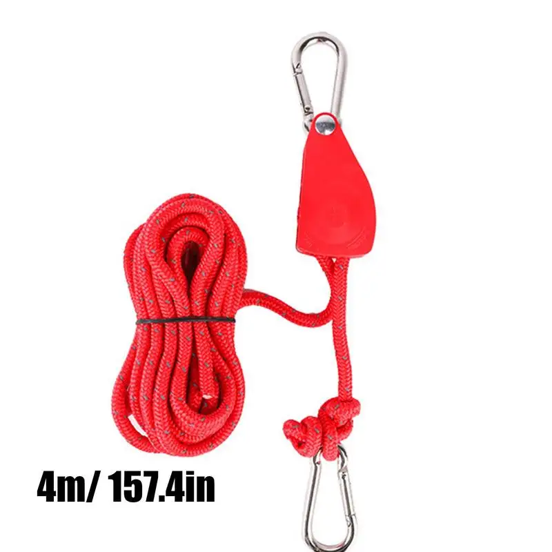Camping Rope Tent Adjustable Rope Fastener Fixed Buckle Pulley Tensioner Ratchet Hangers Reflective Camping Awning Wind 4m