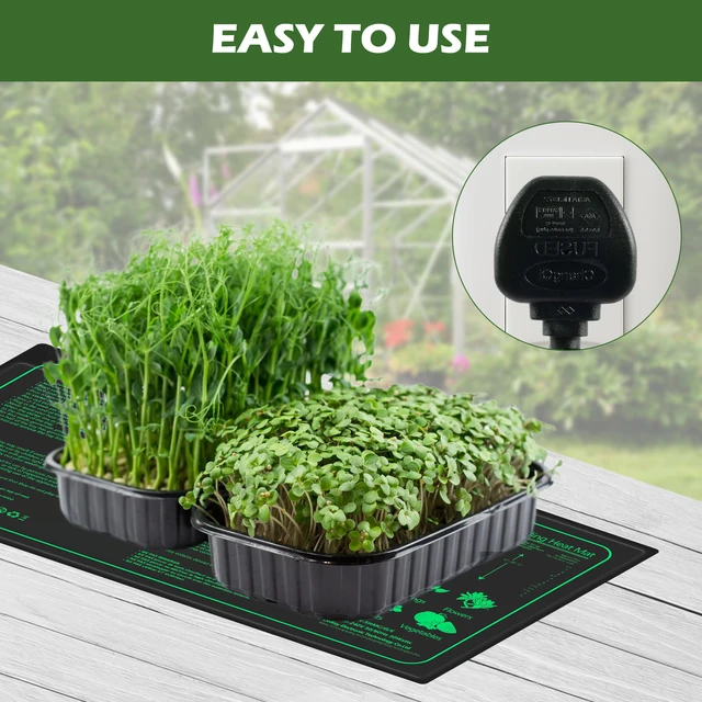 50X25Cm Brit Dugó Palánták Hőszőnyeg Vízálló Növényi Fűtőpad 6 Hőmérséklet Beállítása Időzítés Funkció Üzem Fűtött Szaporító - Image 5