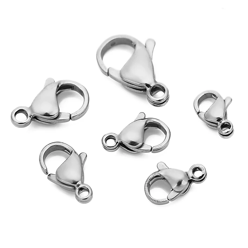50pcs Stainless Steel Lobster Clasps Hooks for Necklace Bracelet Chains DIY Jewelry