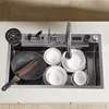 2024 new product big size Honeycomb embossed knife holder piano digital display waterfall kitchen sink 2