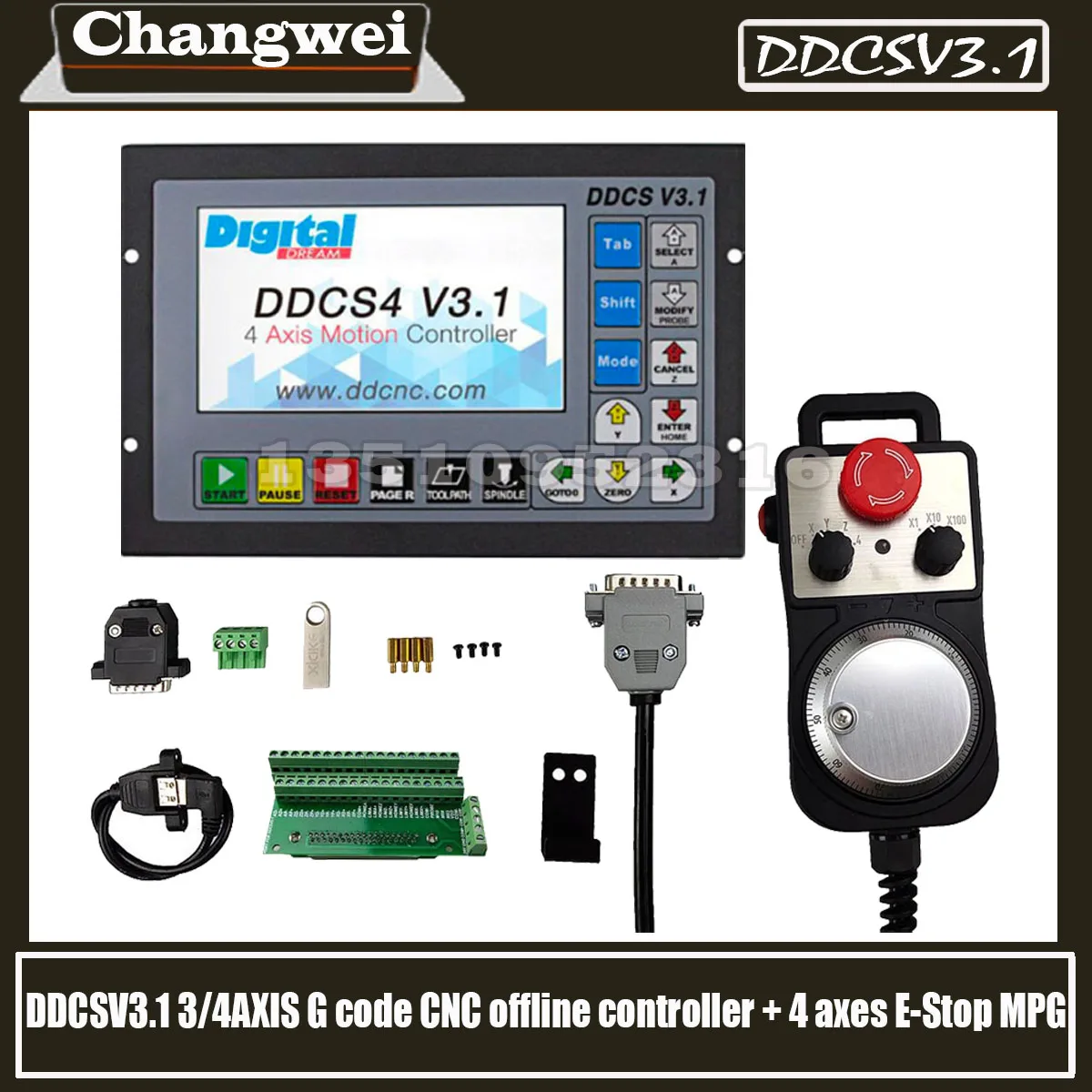 

Ddcsv3.1 3/4 оси G-код Cnc Автономный контроллер движения для гравировальных станков Ddcs V3.1 + 4 оси E-stop Mpg ручное колесо