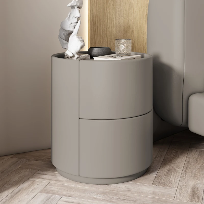 

Mobile Minimalism Round Solid Wooden Bedside Table Light Comfortable Drawers Nightstands Mesitas De Noche Home Furniture FYYH