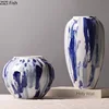 Ink Blue and White Porcelain Ceramic Vase Table Decoration Flower Arrangement Ink Style Flowers Vases Room Aesthetic Decor 3