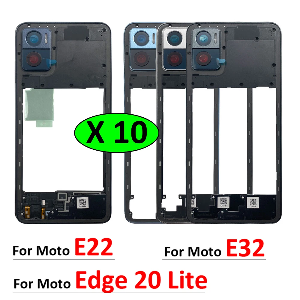 

10Pcs/Lot, Original For Motorola Moto E22 E32 Edge 20 Lite Front Housing Middle Frame Bezel Plate Cover