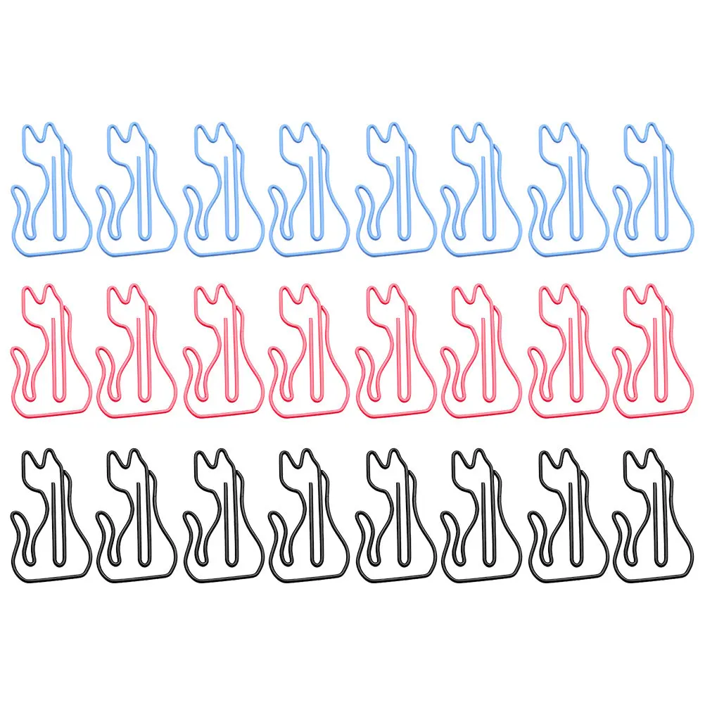 24Pcs 재미있는 고양이 종이 클립 교실 책상 연구 노트를위한 우아한 컬러 금속 종이 클립 메모 알림 북마크 클립 선물 아이디어
