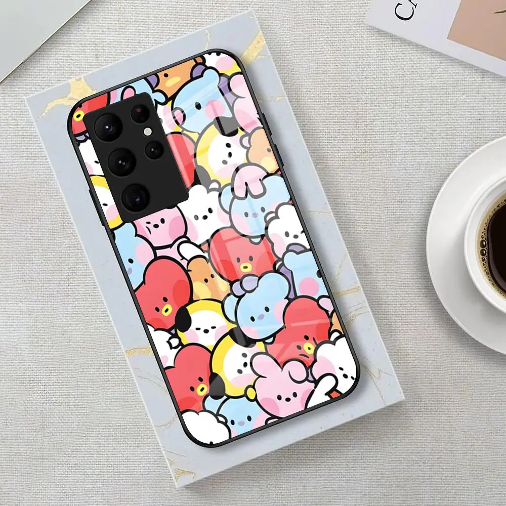 Kpop A-B-BT21-S Phone Case with Glass Cover – Sleek Design and Durable Protection
