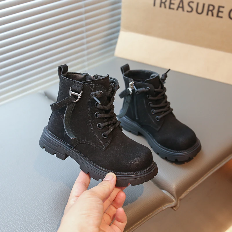 Kids Thermal Boots Breathable Lining Retro Hiking Boots