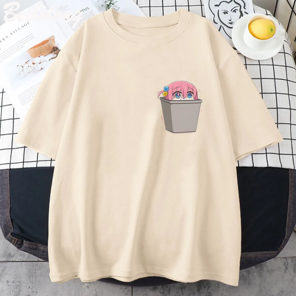 

Bocchi The Rock Women Funny Fashion Creative T-shirts Female Hipster Streetwear Black Top Cute Cartoon Short Sleeve T Shirt Tee