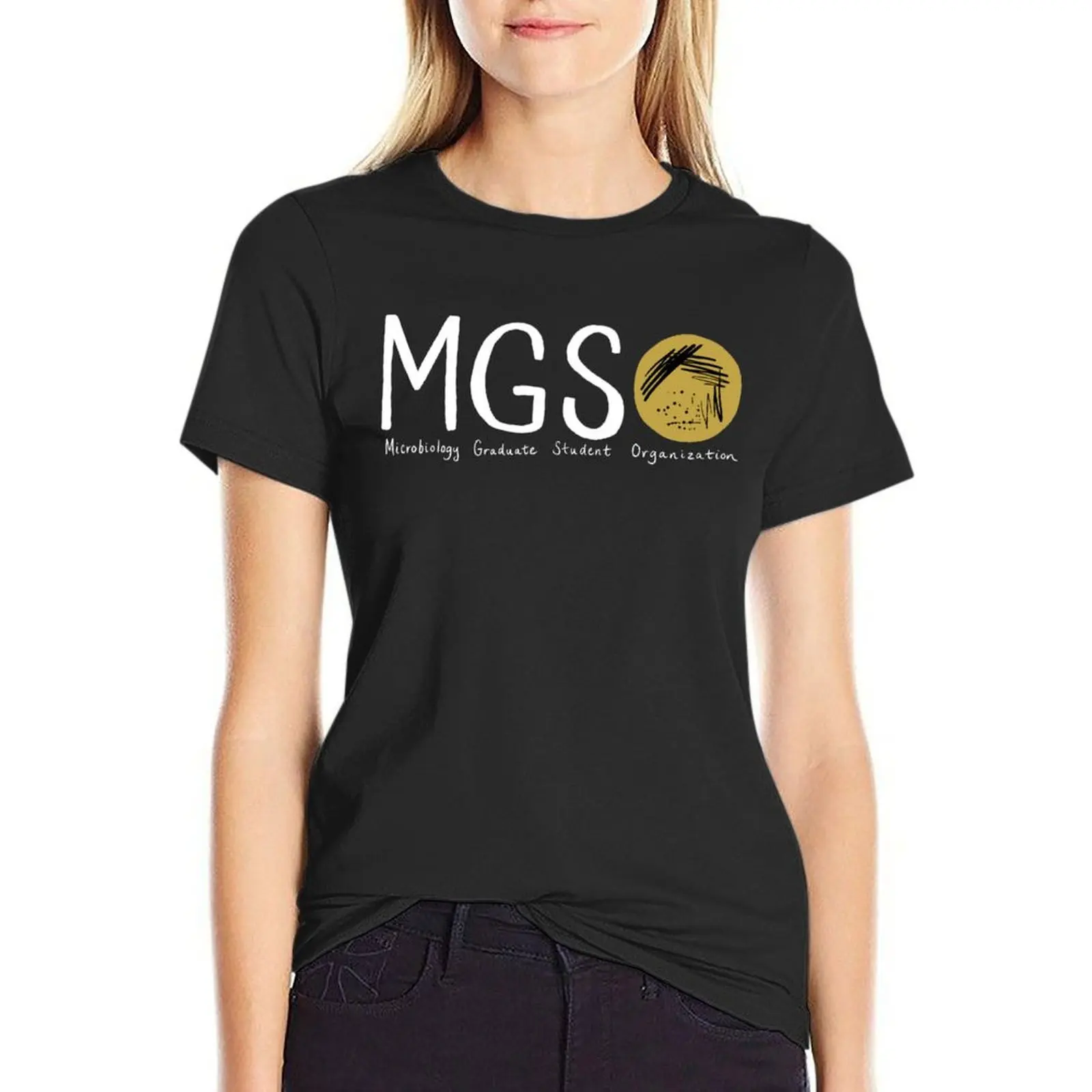 MGSO white text T-Shirt shirts graphic tees cute tops anime clothes lady clothes Women's t-shirt