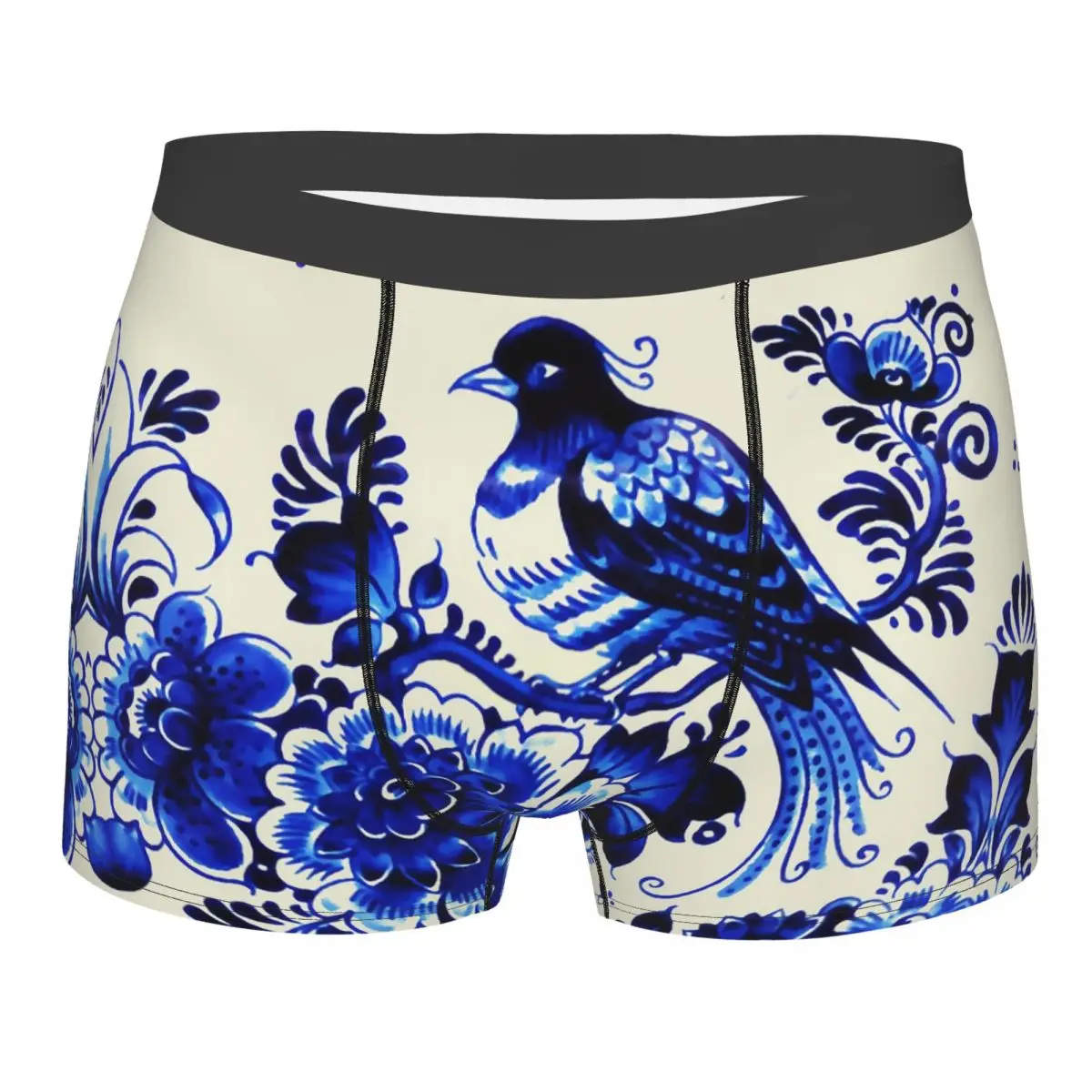 

Blue Delft Porcelain Oriental Toile Man Underwear Boxer Briefs Shorts Panties Novelty Soft Underpants for Male S-XXL