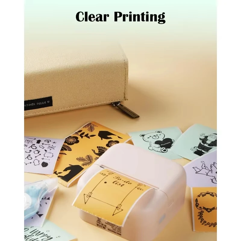 Printer Sticker Paper Printer Paper Roll Color Sticker Green&Lavender&Orange&White for Phomemo M02 T02 Waterproof Oil-proof Friction-resistant