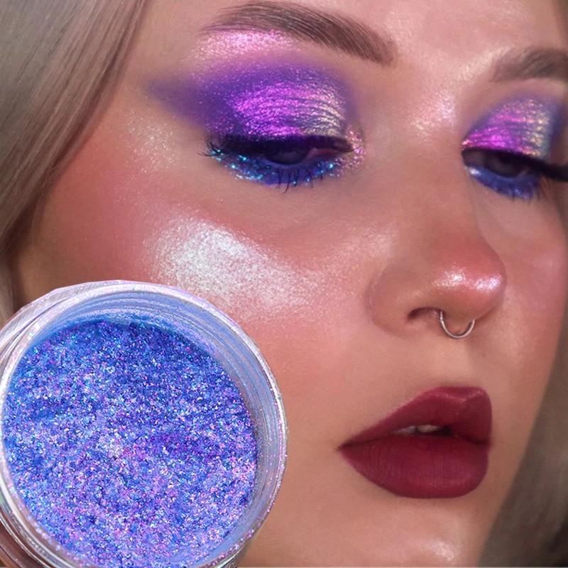 Polarized Chrome Eyeshadow Powder 12 Colors Lasting Waterproof Pearlescent Glitter Matte Green Pink Blue Loose Powder Eye Makeup