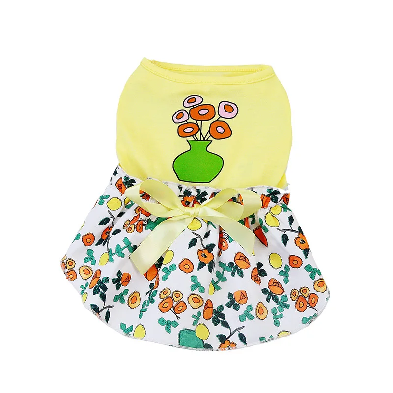 New pet skirt, digital print bow cat skirt, hot vase dog cat and dog sundress, suitable for summer wear, not stuffy, simp